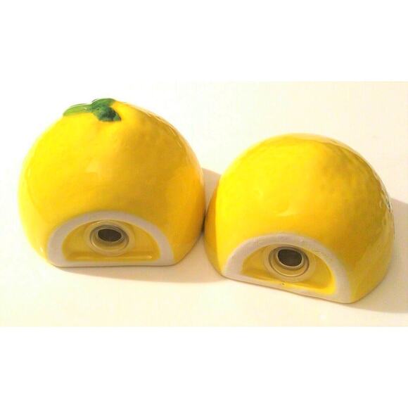 Lemon Salt & Pepper Shakers 4” Figural Citrus Fruit Shaped Willow Street Designs - Picture 3 of 6